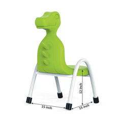 Ok Play Dino Chair, Study Chair, Sturdy And Durable Chair, Plastic Chair, Perfect For Home, Creches And School, Green, 5 to 10 Years, Height 12 Inches