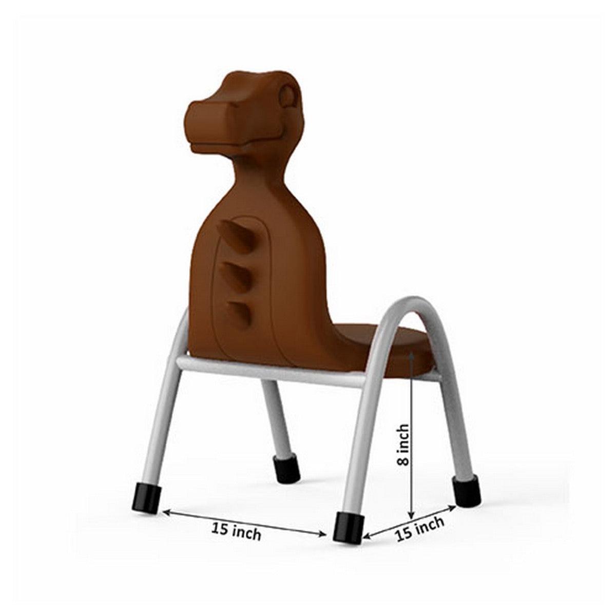 Ok Play Dino Chair, Study Chair, Sturdy And Durable Chair, Plastic Chair, Perfect For Home, Creches And School, Brown, 2 to 4 Years, Height 8 Inches