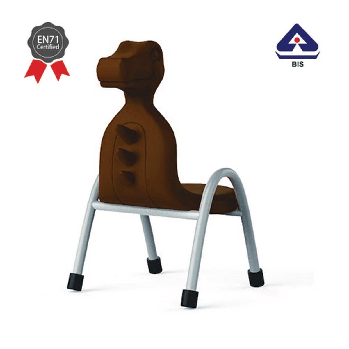 Ok Play Dino Chair, Study Chair, Sturdy And Durable Chair, Plastic Chair, Perfect For Home, Creches And School, Brown, 5 to 10 Years, Height 12 Inches