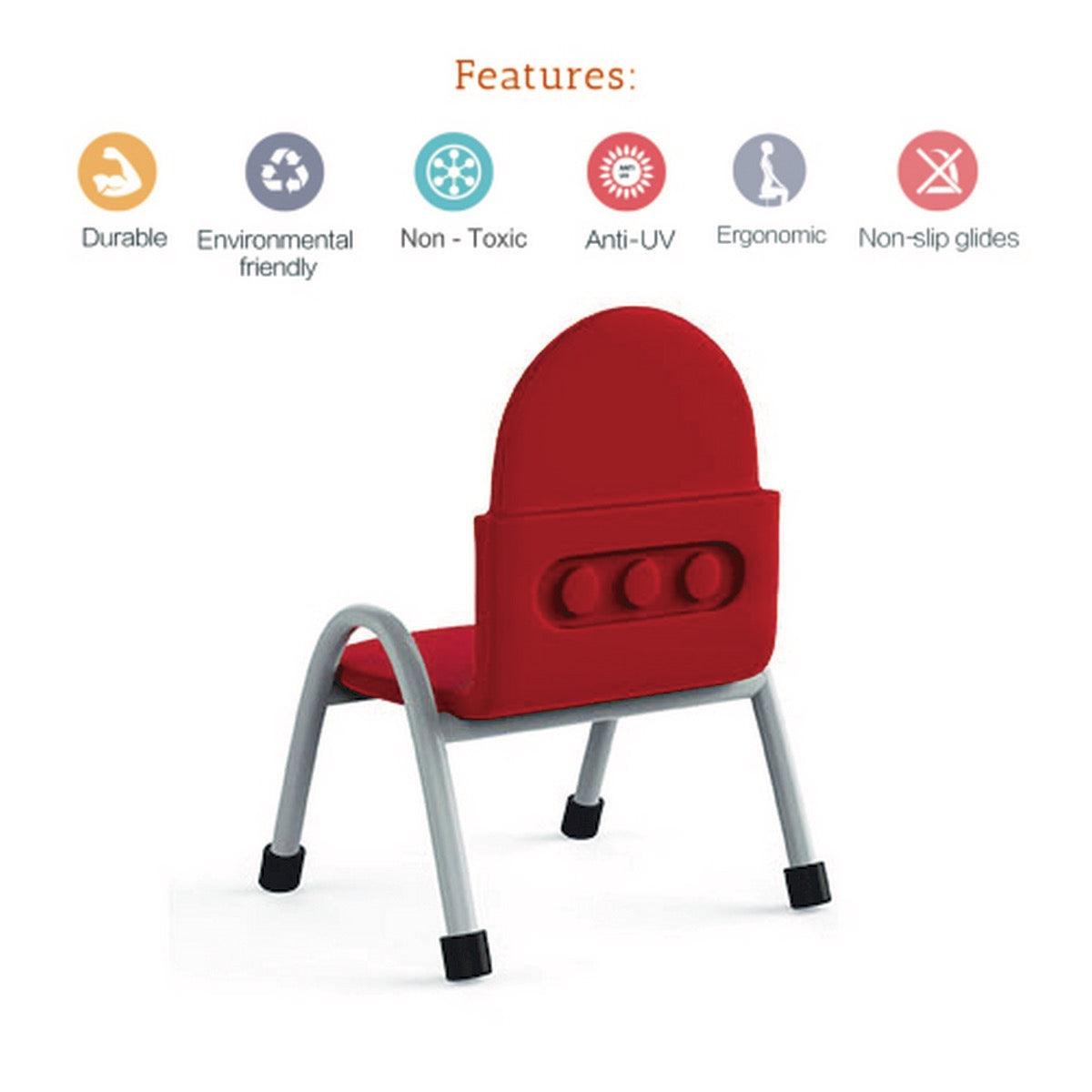 Ok Play Robo Chair, Study Chair, Sturdy And Durable Chair, Plastic Chair, Perfect For Home, Creches And School, Red, 5 to 10 Years, Height 14 Inches