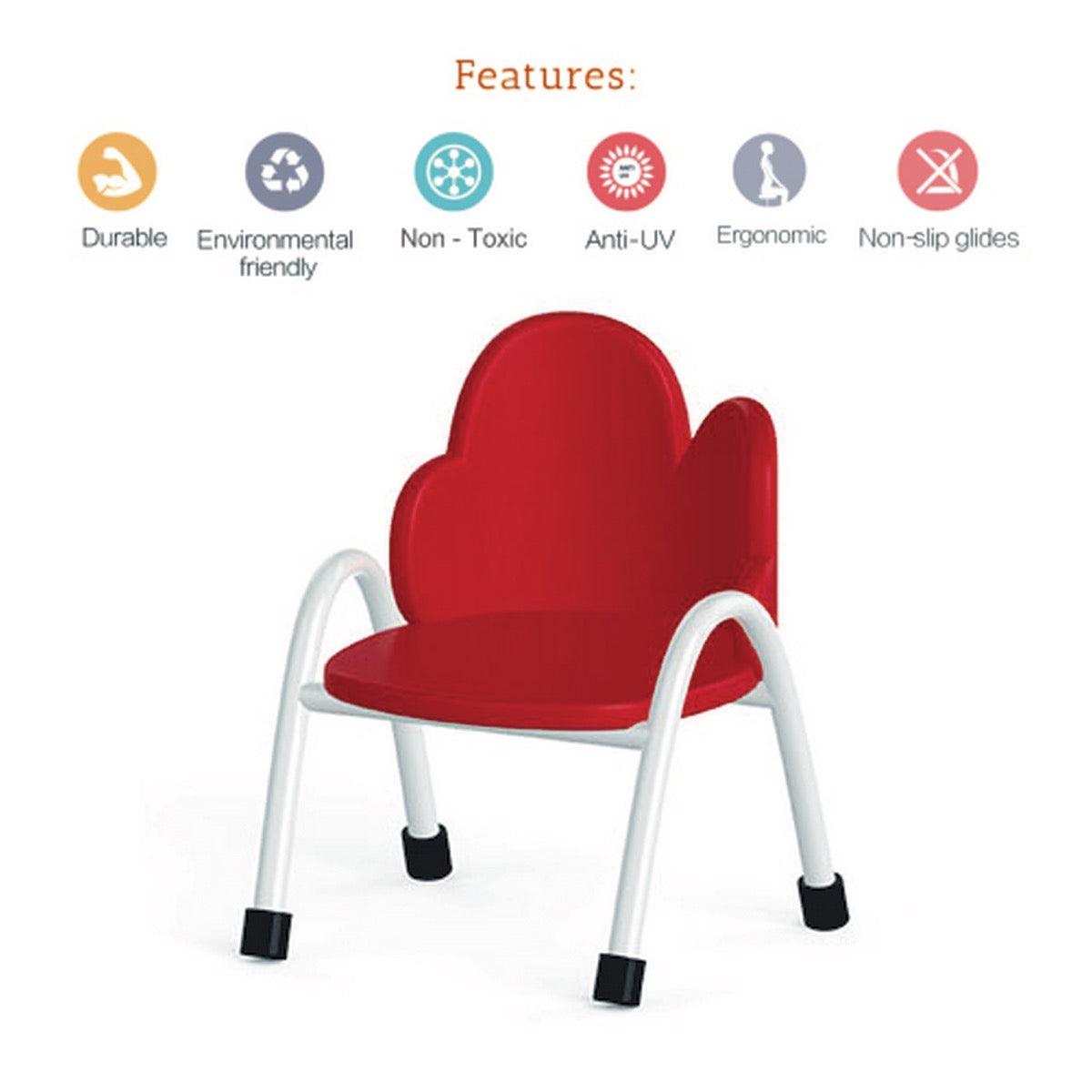 Ok Play Cloud Chair, Study Chair, Sturdy And Durable Chair, Plastic Chair, Perfect For Home, Creches And School, Red, 5 to 10 Years, Height 12 Inches