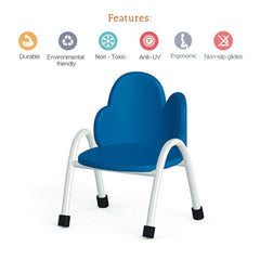 Ok Play Cloud Chair, Study Chair, Sturdy And Durable Chair, Plastic Chair, Perfect For Home, Creches And School, Blue, 5 to 10 Years, Height 14 Inches