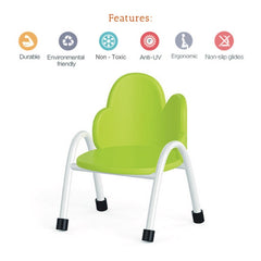 Ok Play Cloud Chair, Study Chair, Sturdy And Durable Chair, Plastic Chair, Perfect For Home, Creches And School, Green, 5 to 10 Years, Height 12 Inches