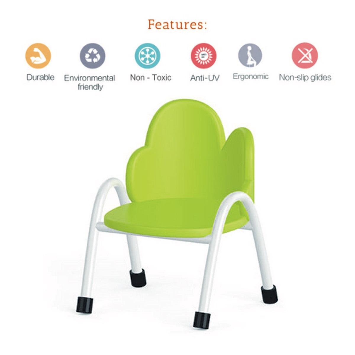 Ok Play Cloud Chair, Study Chair, Sturdy And Durable Chair, Plastic Chair, Perfect For Home, Creches And School, Green, 5 to 10 Years, Height 14 Inches