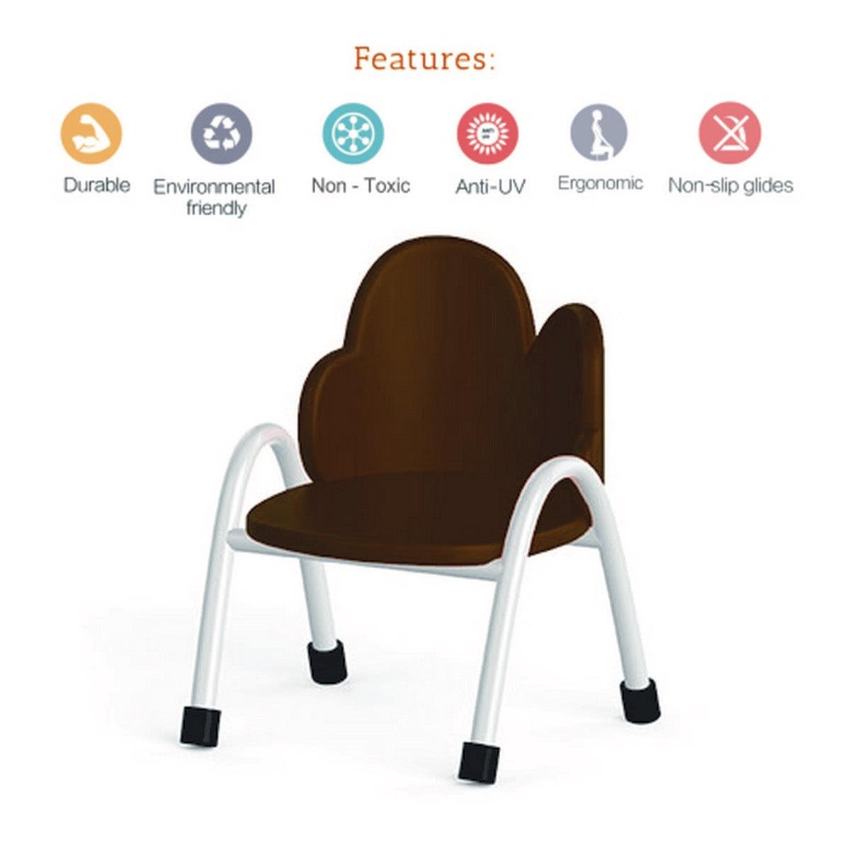 Ok Play Cloud Chair, Study Chair, Sturdy And Durable Chair, Plastic Chair, Perfect For Home, Creches And School, Brown, 2 to 4 Years, Height 8 Inches