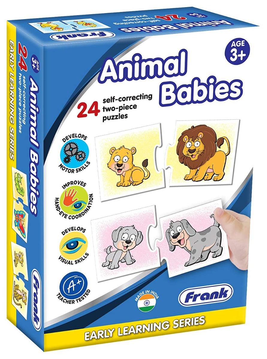 Frank Animal Babies Puzzle ‚Äö√Ñ√¨ 24 Self-Correcting 2-Piece Puzzles for Ages 3 & Above