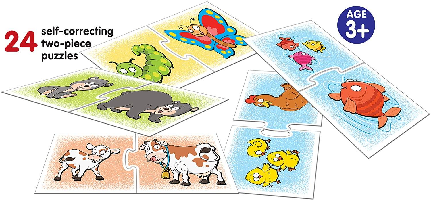 Frank Animal Babies Puzzle ‚Äö√Ñ√¨ 24 Self-Correcting 2-Piece Puzzles for Ages 3 & Above