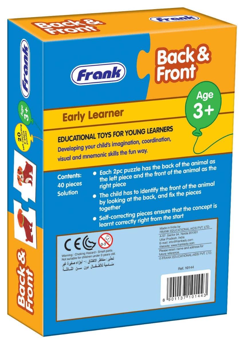 Frank Back & Front Puzzle ‚Äö√Ñ√¨ 40 Pieces, 20 Self-Correcting 2-Piece Puzzles for Ages 3 & Above