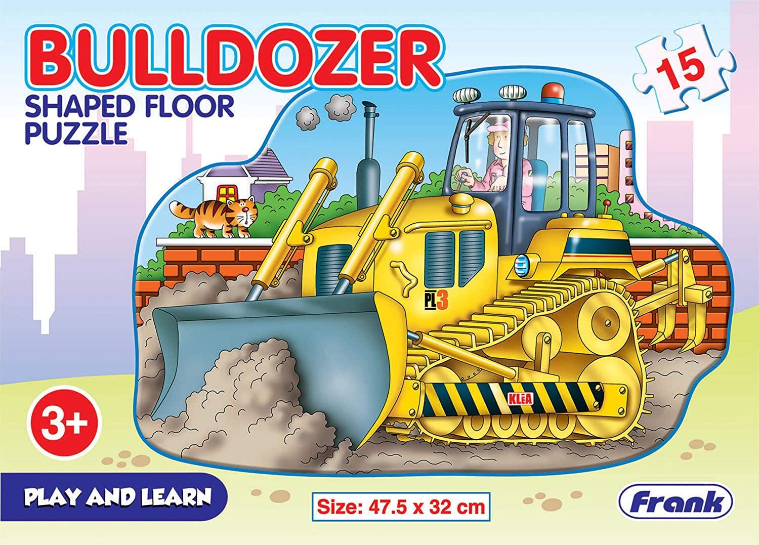 Frank Bulldozer Shaped Floor Puzzle - 15 Pieces