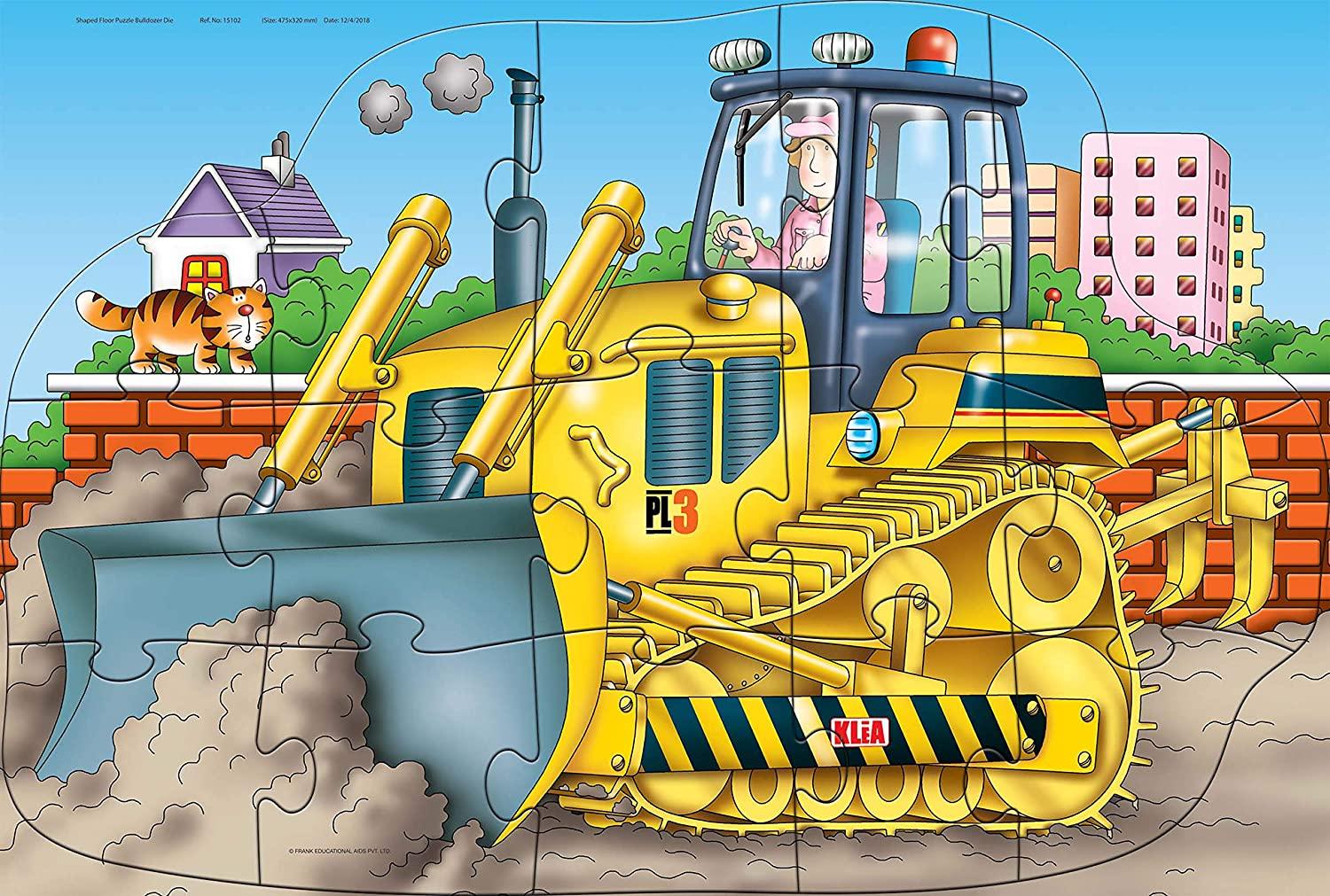 Frank Bulldozer Shaped Floor Puzzle - 15 Pieces