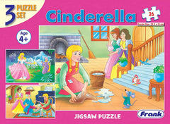 Frank Cinderella 3 in 1 Puzzle - A Set of 3 26 Pc Jigsaw Puzzles for 4 Year Old Kids and Above