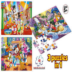 Frank Disney Mickey Mouse & Friends 3 Puzzles in 1 - A Set of 3 48 Pc Jigsaw Puzzles