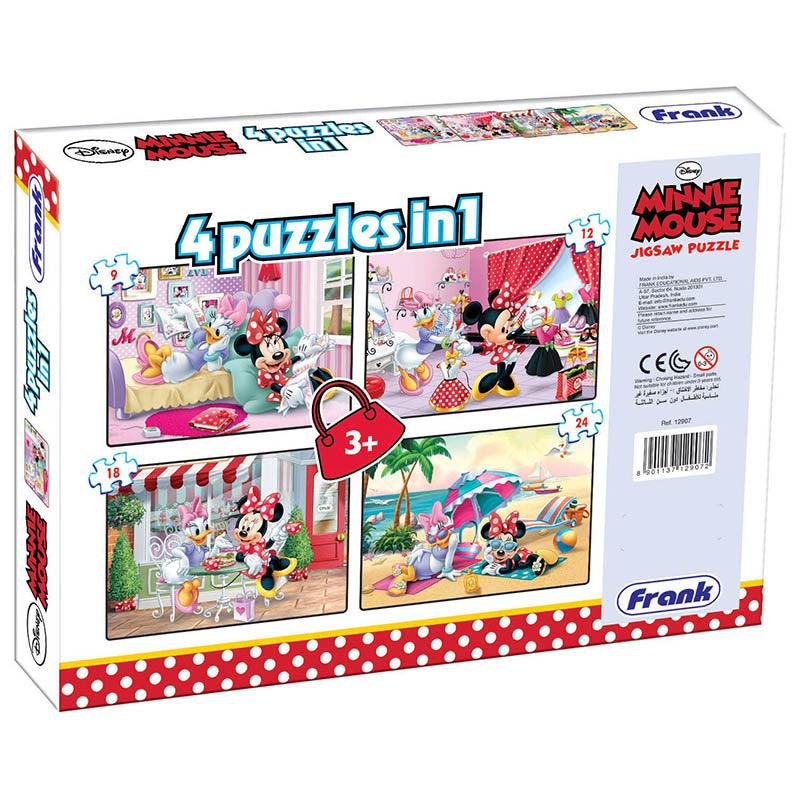 Frank Disney Minnie Mouse 4 in 1 Puzzle - A Set of 4 Jigsaw Puzzles