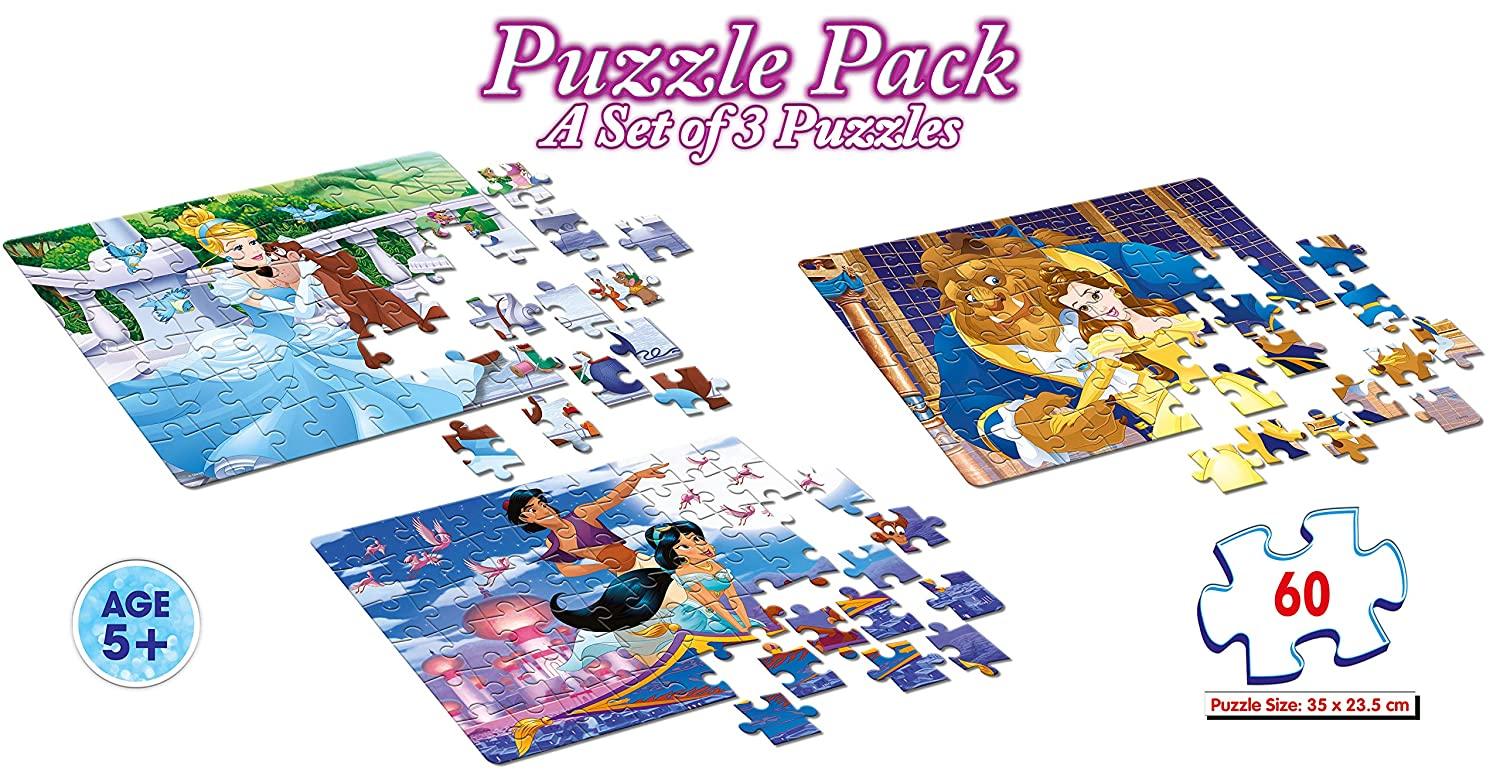 Frank Disney Princess Jigsaw Puzzle Pack- 3 Sets of 60 Pcs