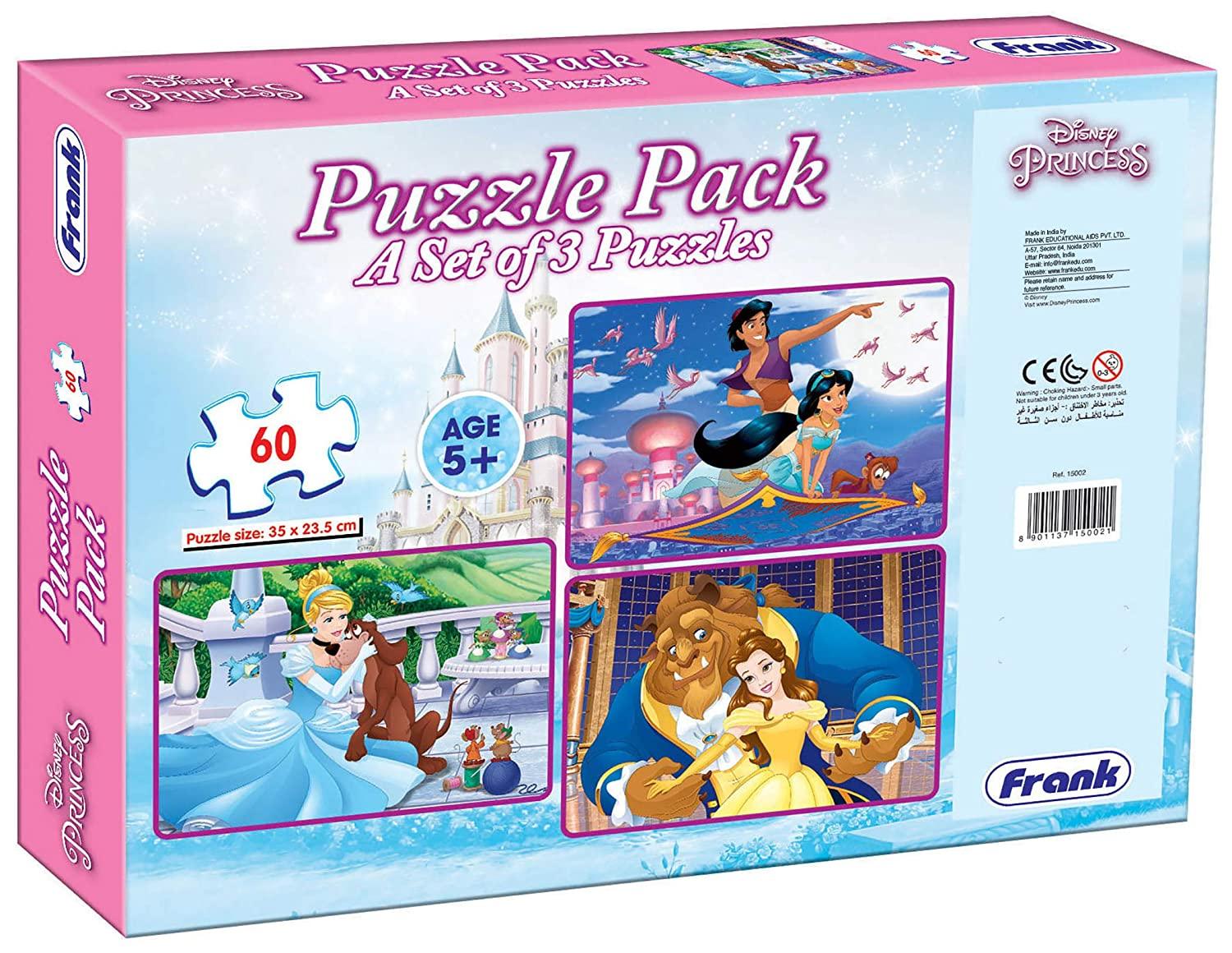 Frank Disney Princess Jigsaw Puzzle Pack- 3 Sets of 60 Pcs