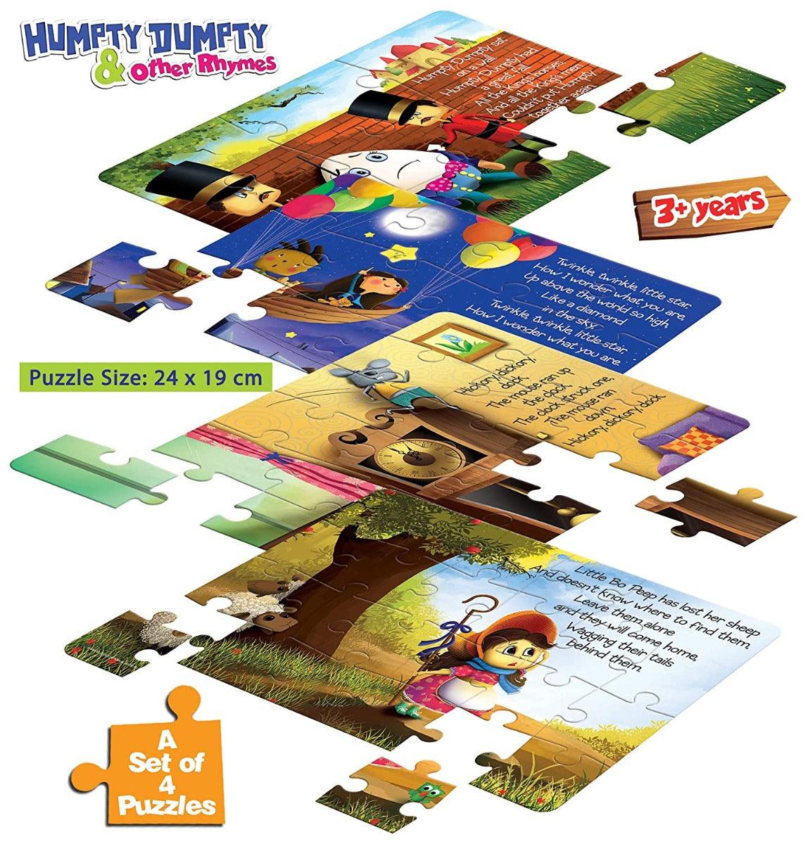 Frank Humpty Dumpty & Other Rhymes Puzzle - A Set of 4 Jigsaw Puzzles for 3 Year Old Kids and Above