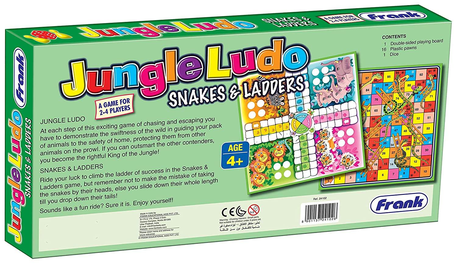 Frank Jungle Ludo And Snakes & Ladders Board Game For 4 Year Old Kids And Above