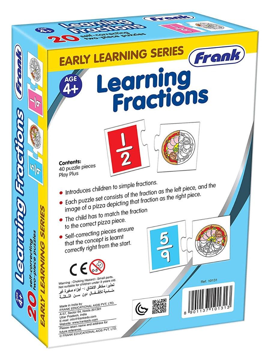 Frank Learning Fractions Puzzle ‚Äö√Ñ√¨ 40 Pieces, 20 Self-Correcting 2-Piece Puzzles for Ages 4 & Above