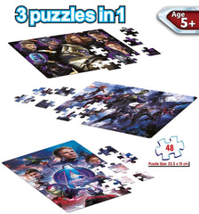 Frank Marvel Avengers - Endgame 3 Puzzles in 1 - A Set of 3 48 Pc Jigsaw Puzzles for 5 Year Old Kids and Above