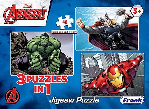 Frank Marvel Avengers 3 Puzzles in 1 - A Set of 3 48 Pc Jigsaw Puzzles for 5 Year Old Kids and Above