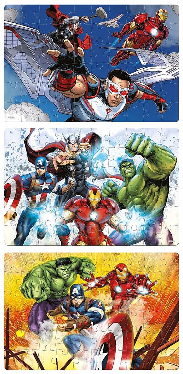 Frank Marvel Avengers Puzzle Pack - A Set of 3 60 Pc Jigsaw Puzzles for 5 Year Old Kids and Above