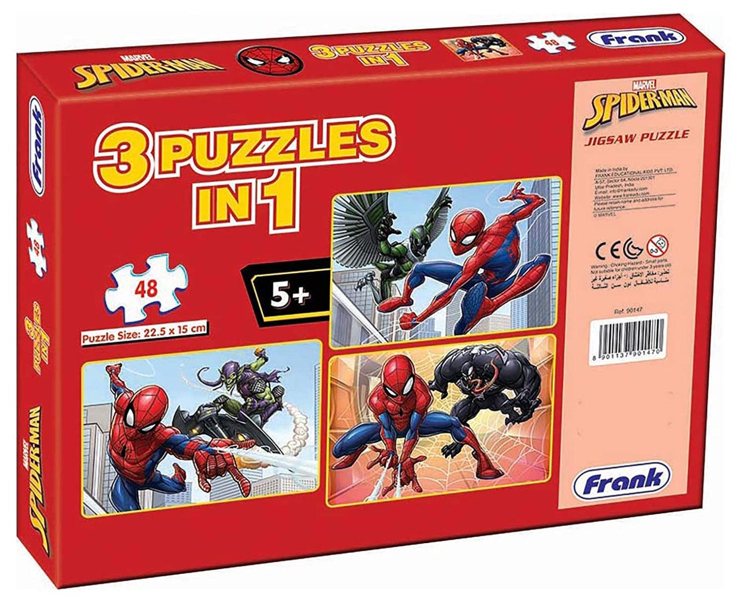 Frank Marvel Spider-Man 3 Puzzles in 1 - A Set of 48*3 Jigsaw Puzzles for 5 Year Old Kids and Above