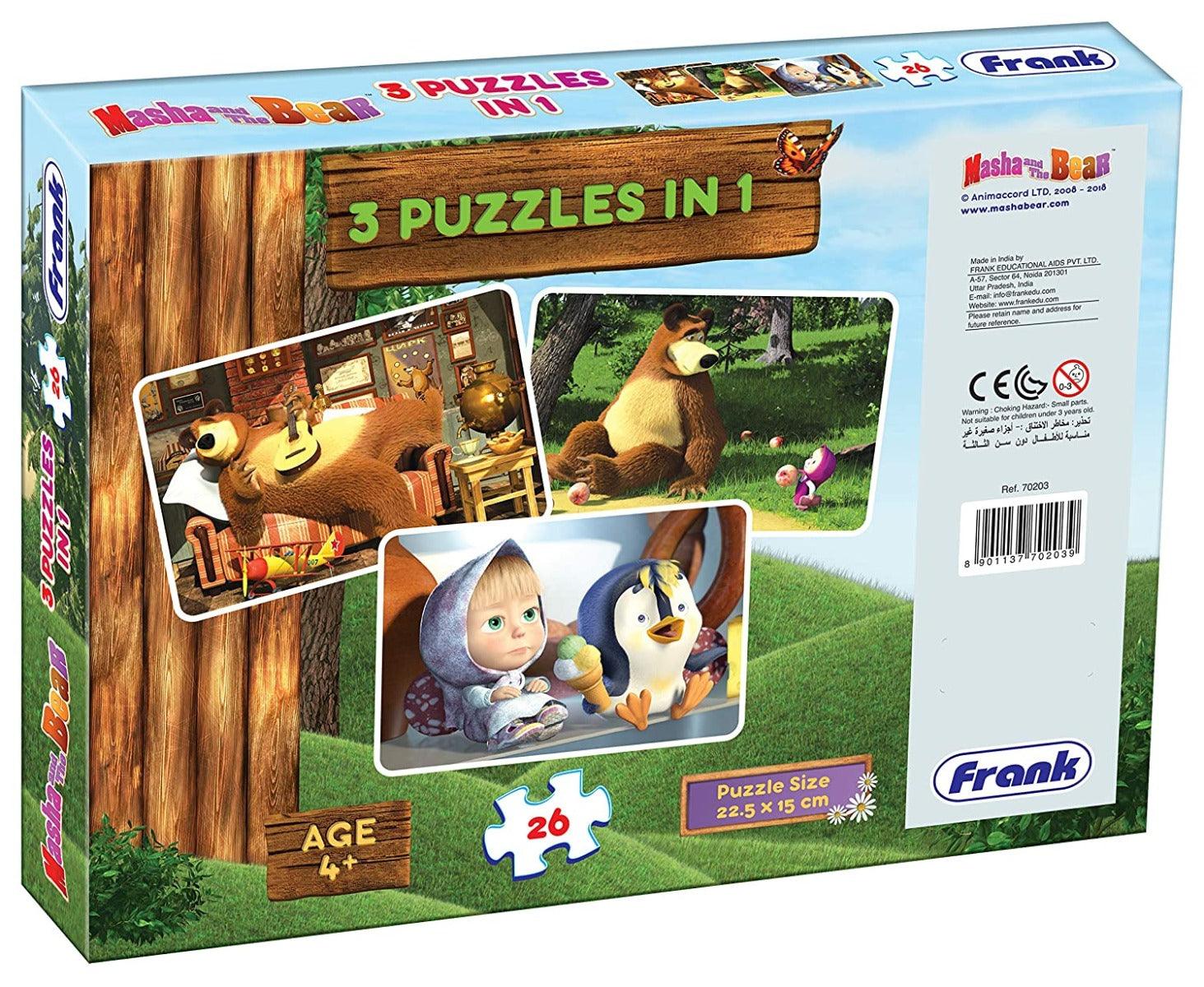 Frank Masha And The Bear 3 In 1 Puzzle For 4 Year Old Kids And Above