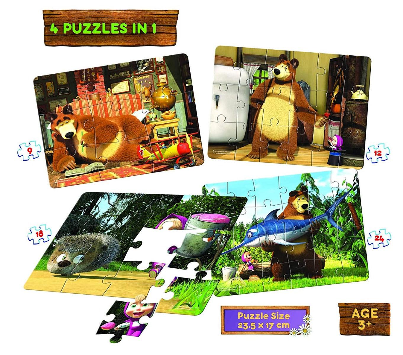 Frank Masha And The Bear 4 In 1 Puzzle For 3 Year Old Kids And Above