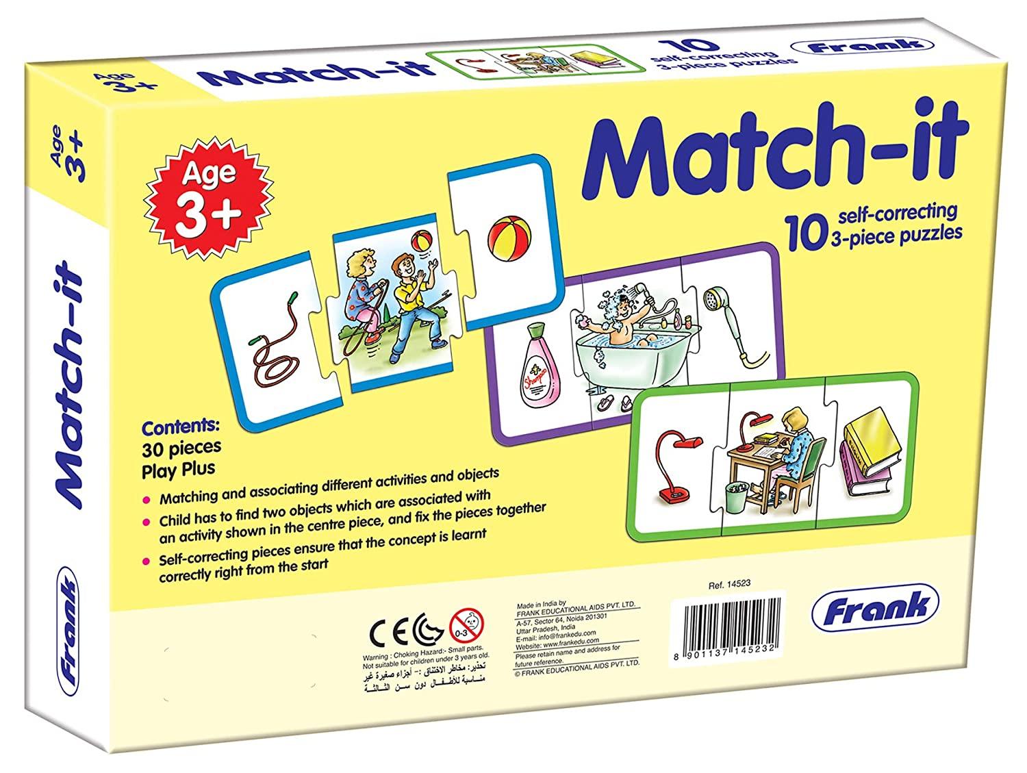Frank Match-It - Early Learner 10 Self-correcting 3-Piece Puzzles