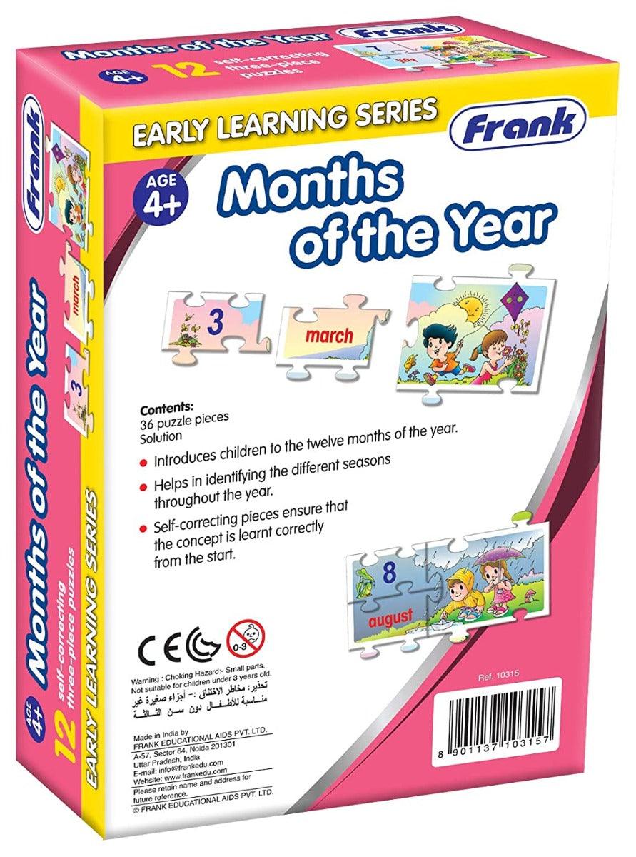 Frank Months of The Year ‚Äö√Ñ√¨ 36 Pieces, 12 Self-Correcting 3-Piece Puzzles for Ages 4 & Above