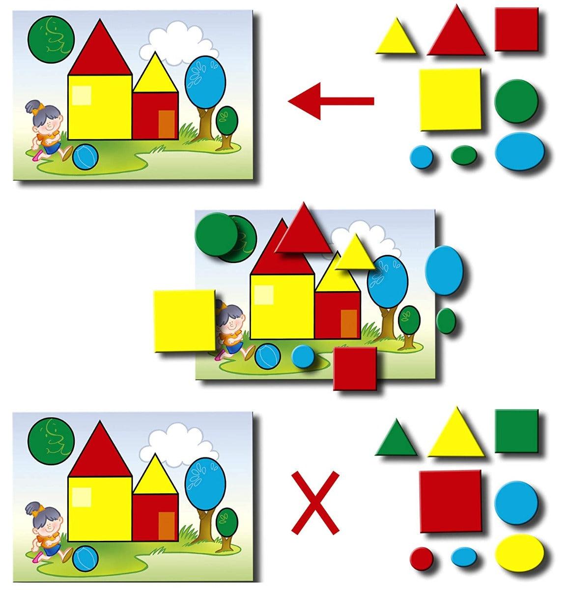 Frank My First Shape, Size & Colour Game ‚Äö√Ñ√¨ 4 Playing Boards, 32 Shapes, 1 Bag for Ages 3 & Above