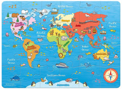 Frank My First World Map Puzzle - Early Learner Large Educational Jigsaw Puzzle with Continents, Oceans, Animals for Ages 4 & Above