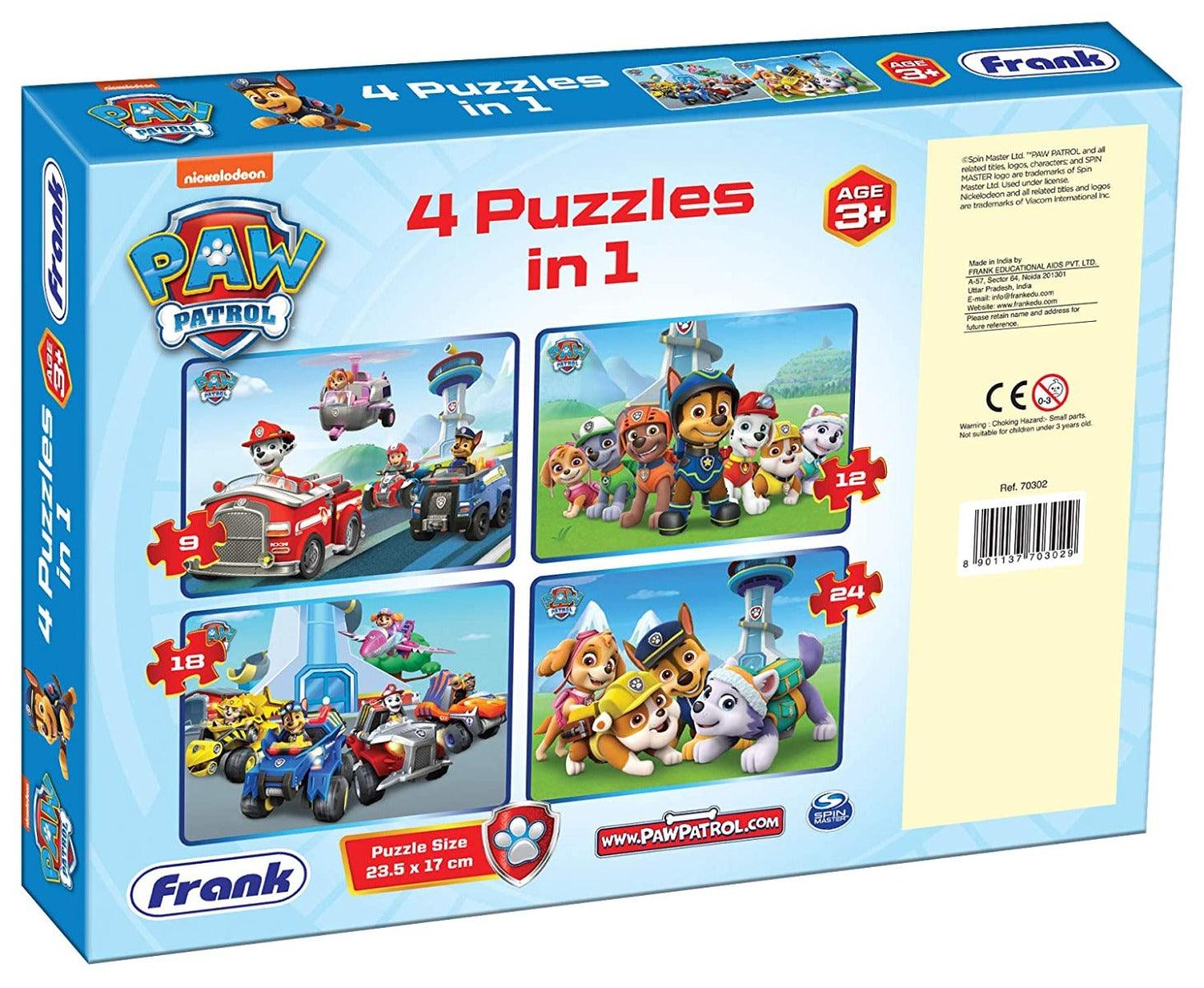 Frank Paw Patrol - 4 Puzzles in 1 for 3 Years and Above
