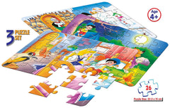 Frank Pinocchio 3 in 1 Puzzle - A Set of 3 26 Pc Jigsaw Puzzles for 4 Year Old Kids and Above