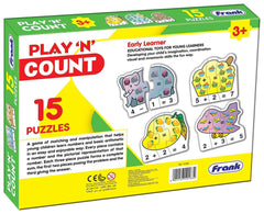 Frank Play ‚Äö√Ñ√≤n' Count Puzzle ‚Äö√Ñ√¨ 75 Pieces, 15 Self-Correcting 3-Piece Puzzles for Ages 3 & Above