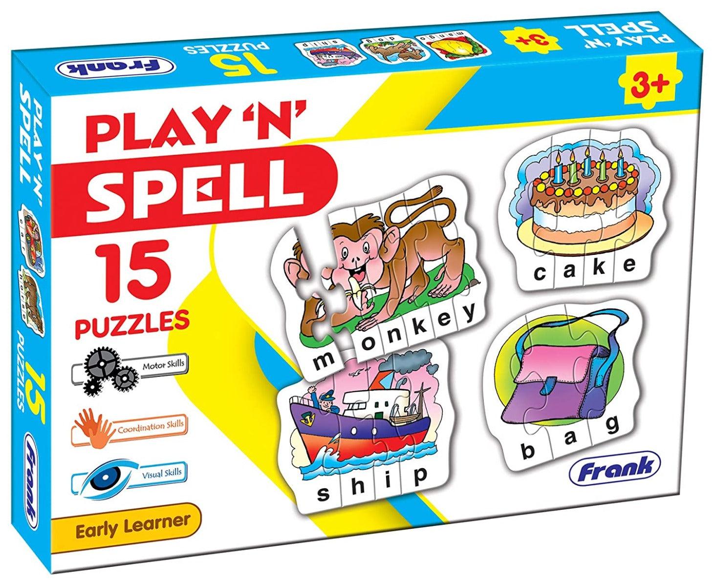 Frank Play ‚Äö√Ñ√≤n' Spell Puzzle ‚Äö√Ñ√¨ 15 Self-Correcting Puzzles for Ages 3 & Above