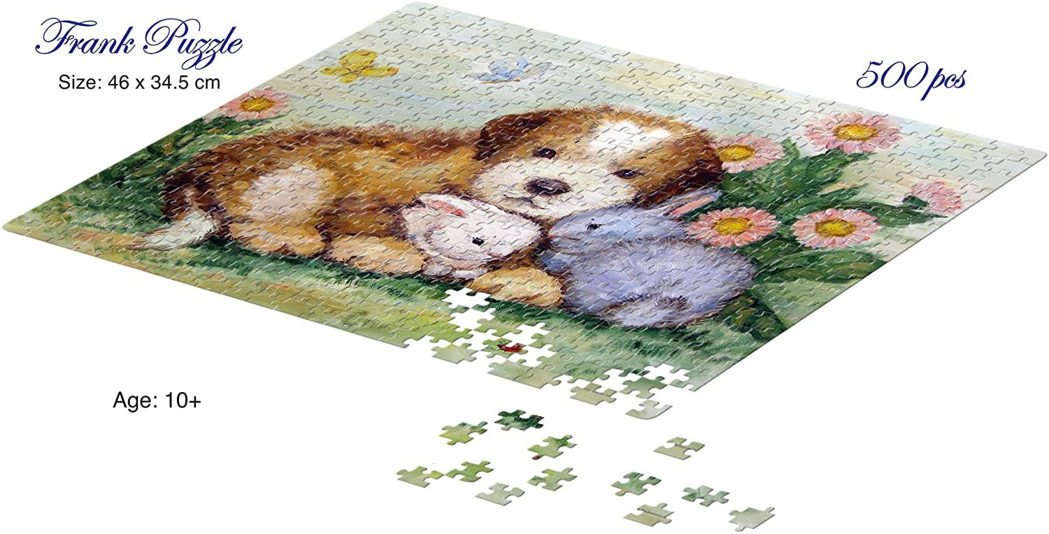 Frank Puppy and Rabbits 500 Pieces Jigsaw Puzzle for 10 Years and Above