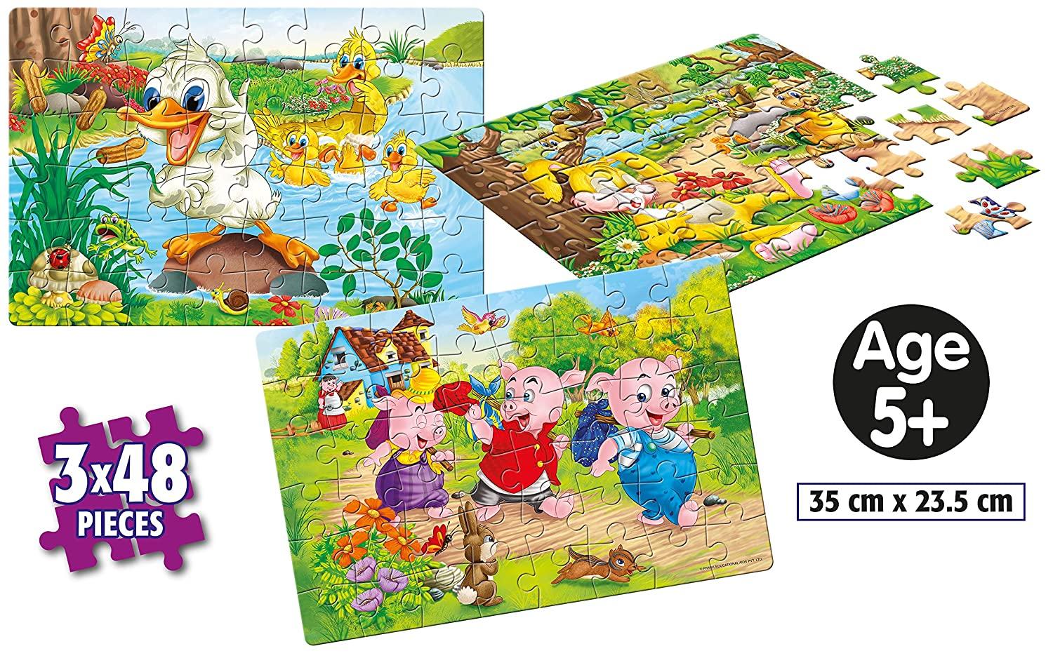 Frank The Hare & The Tortoise, The Three Little Pigs, The  Ugly Duckling  3 in 1 Jigsaw Puzzle