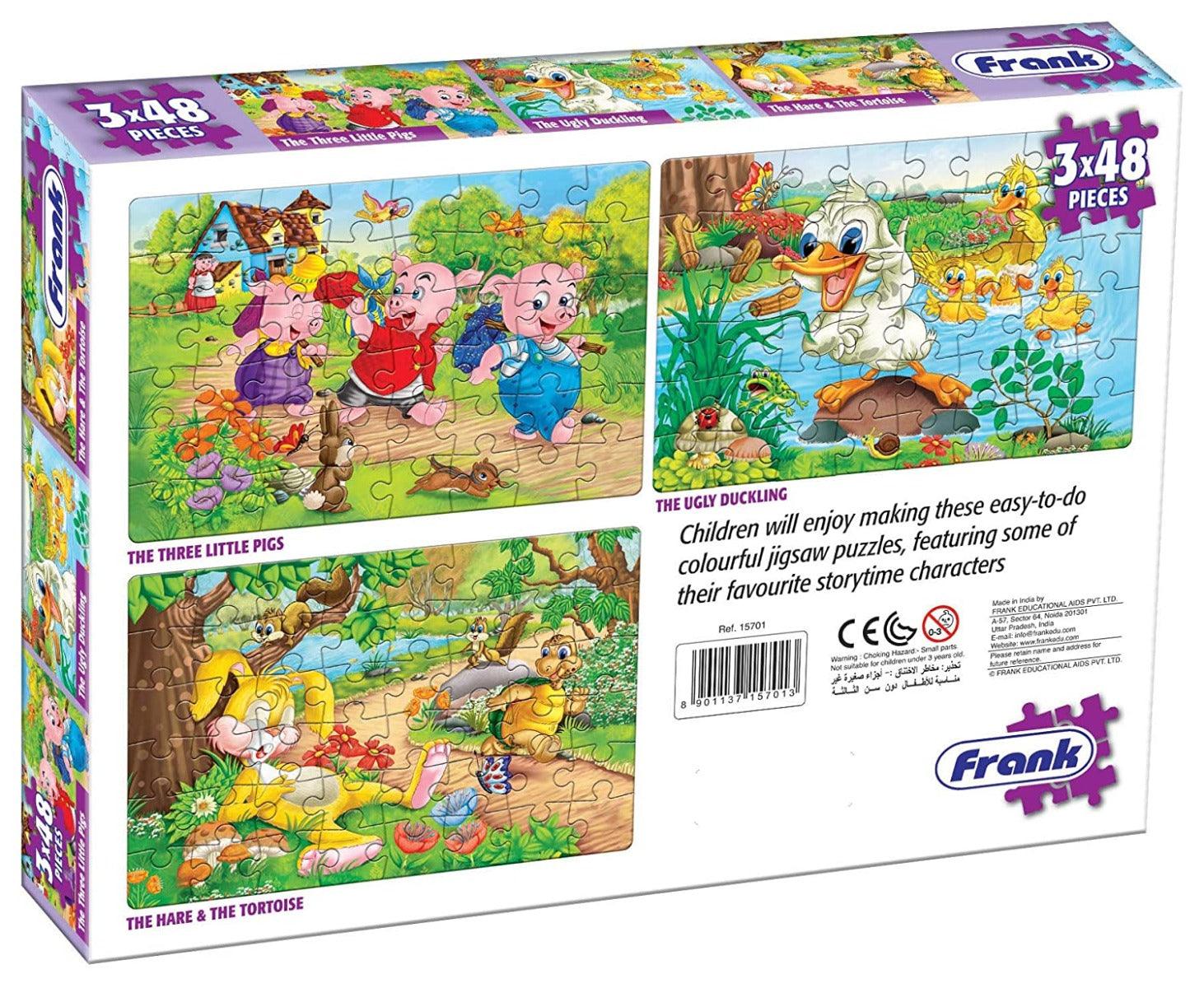 Frank The Hare & The Tortoise, The Three Little Pigs, The  Ugly Duckling  3 in 1 Jigsaw Puzzle