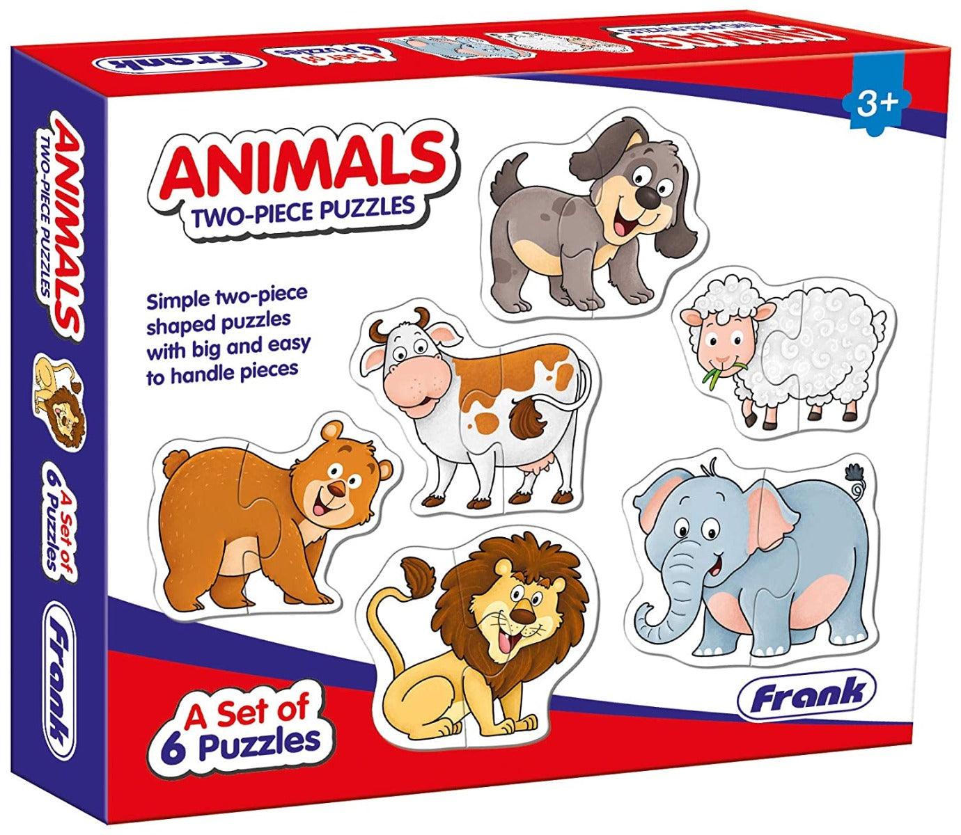 Frank Transport Puzzles - A Set of 6 Two-Piece Shaped Jigsaw Puzzles for 3 Year Old Kids and Above