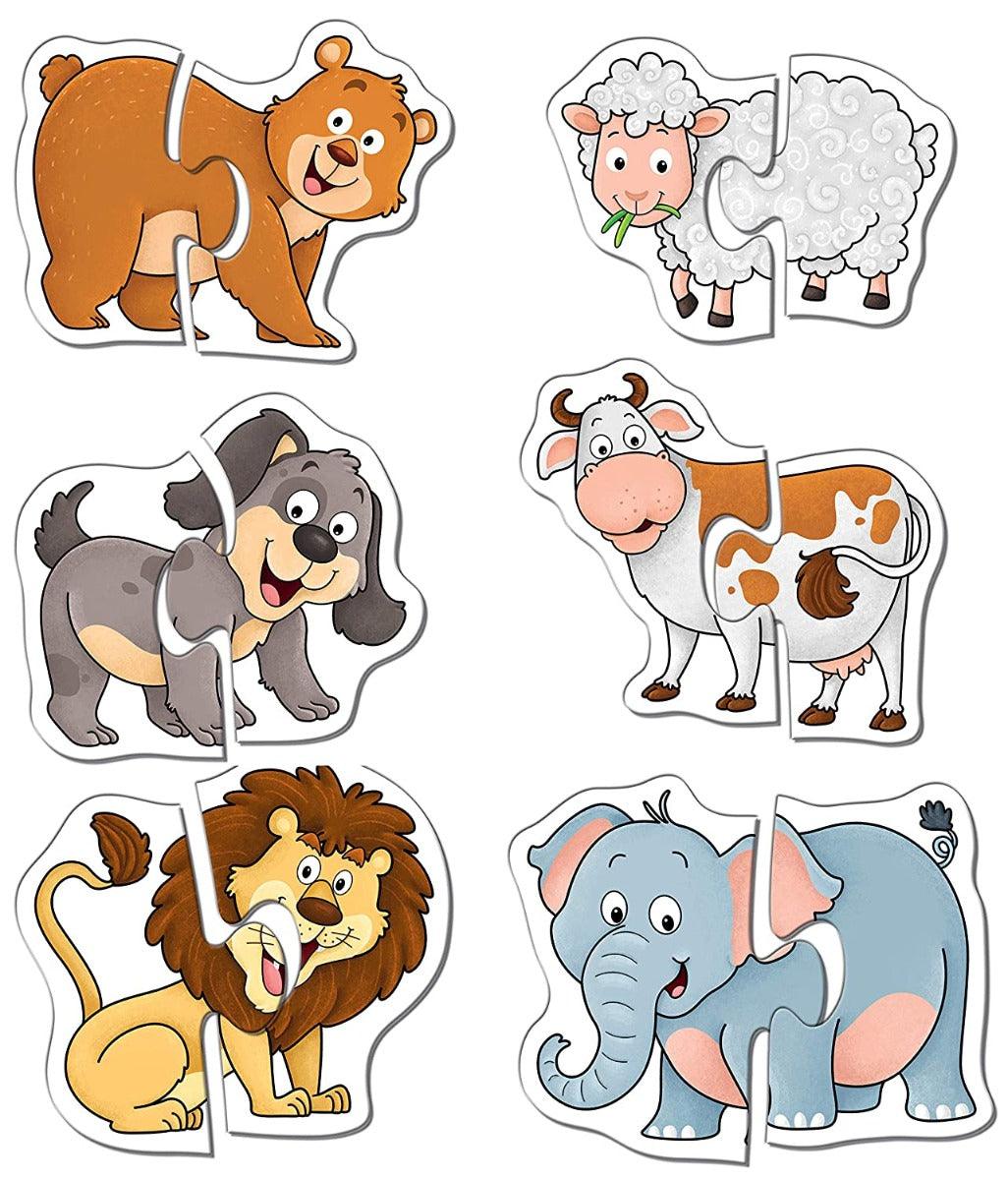 Frank Transport Puzzles - A Set of 6 Two-Piece Shaped Jigsaw Puzzles for 3 Year Old Kids and Above