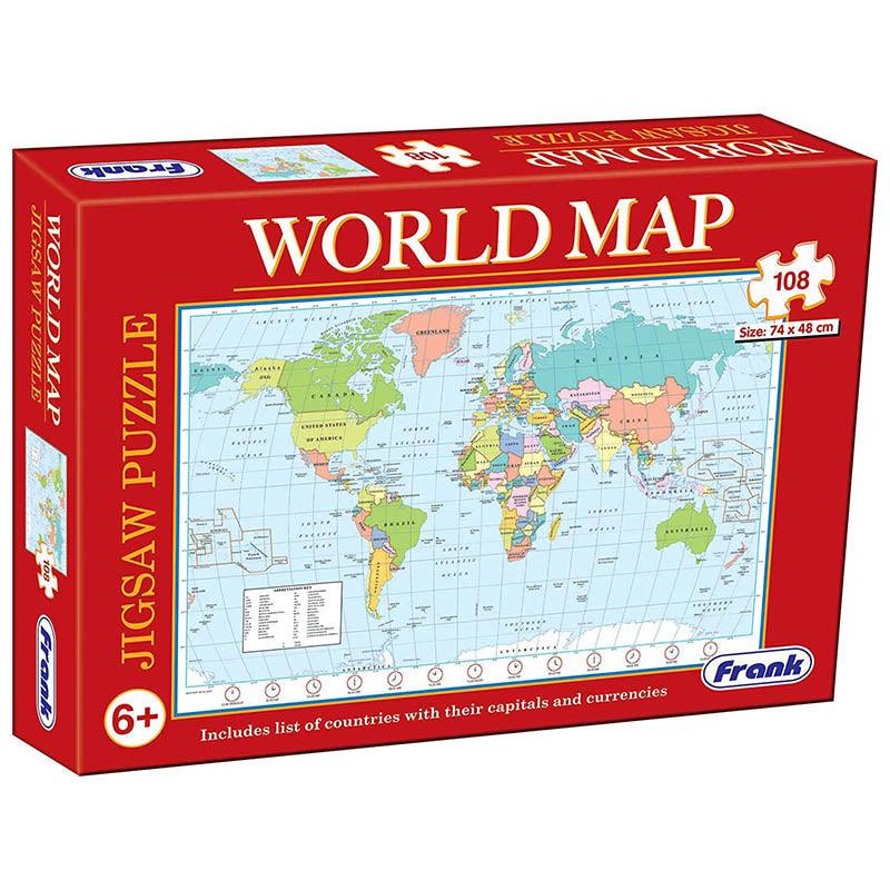 Frank World Map Puzzle (108 Pieces)