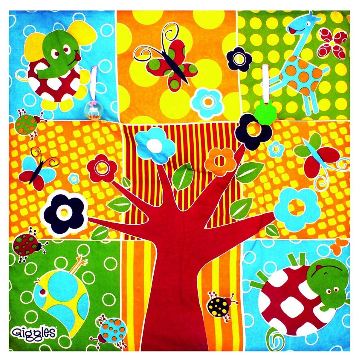 Funskool Giggles Baby's Play Mat, Colourful Soft Fabric,Squeaker and Rattle Playmat for New Born Baby