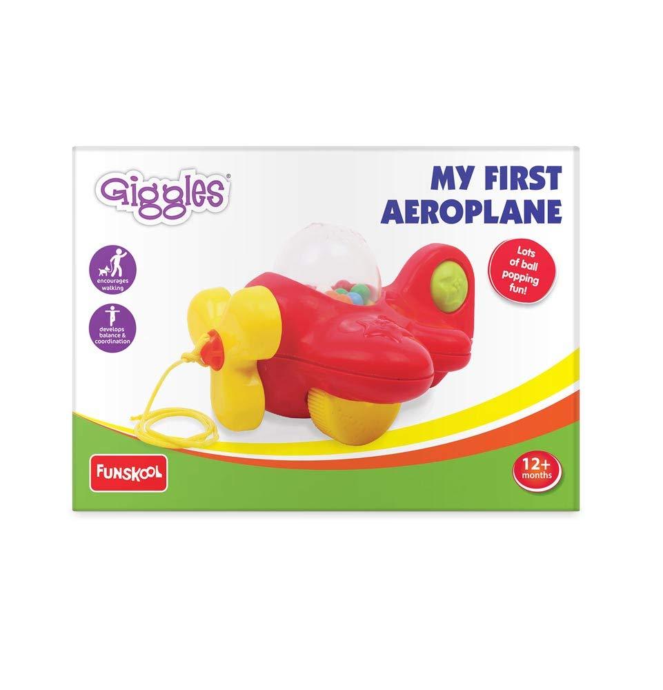 Funskool Giggles My First Aeroplane Ball Popping Pull Along Toy for 1 Years &amp; Above