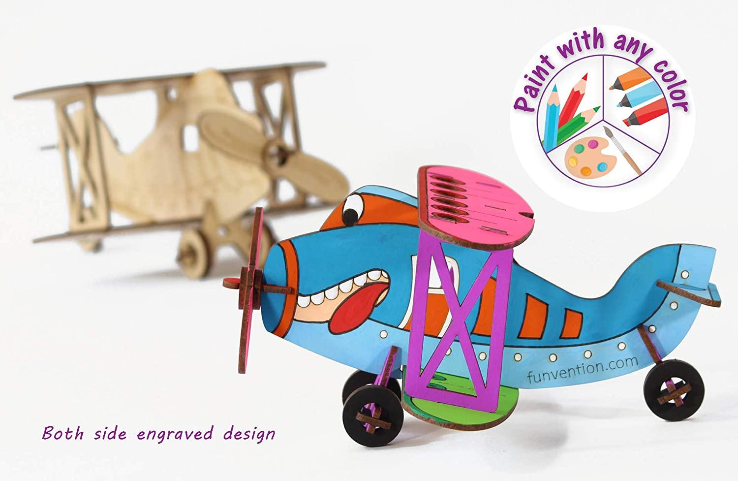 Funvention 3D Coloring Model - Bi-Plane - DIY Puzzle Toy Pen Stand Utility