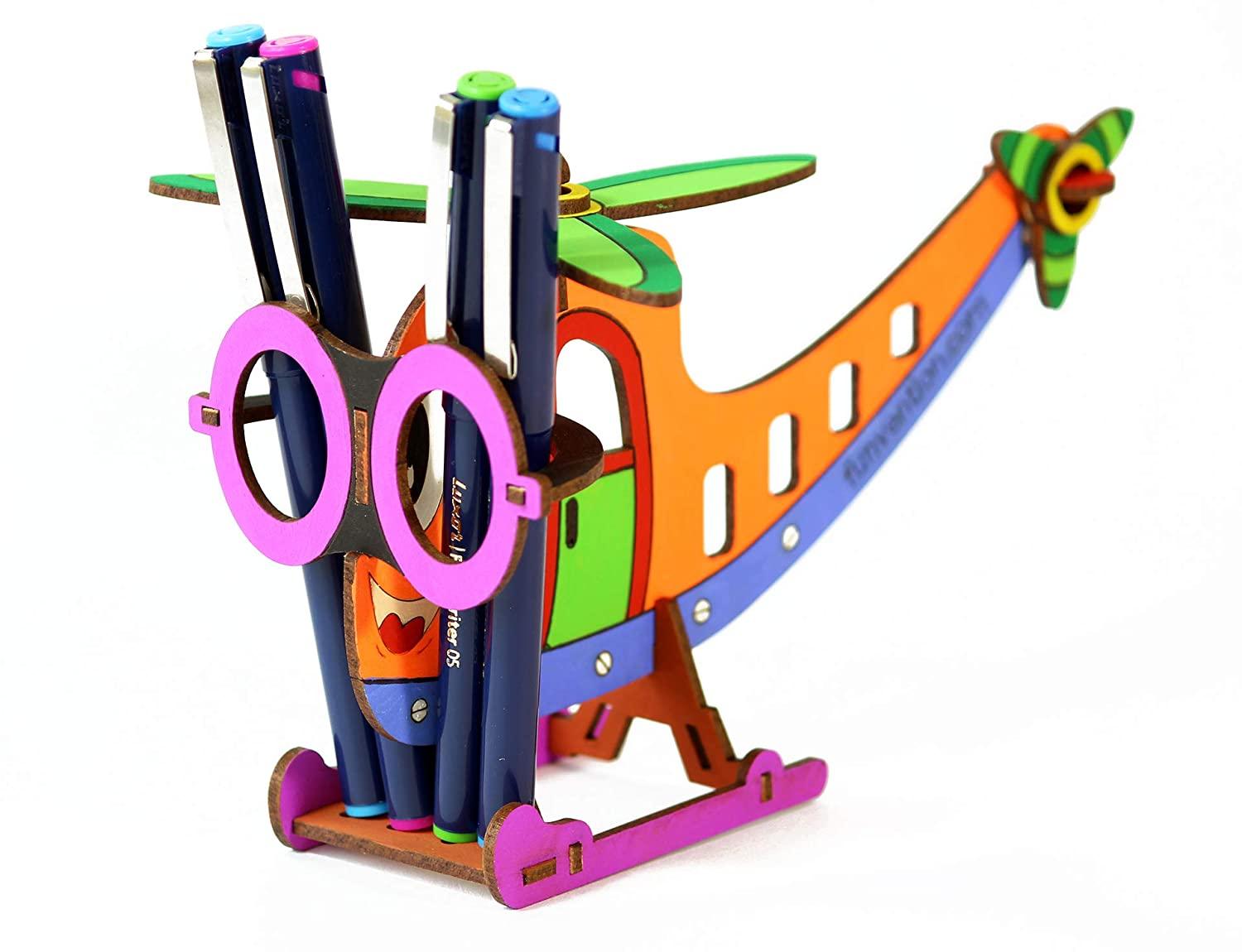 Funvention 3D Coloring Model - Helicopter - DIY Puzzle Toy Pen Stand Utility