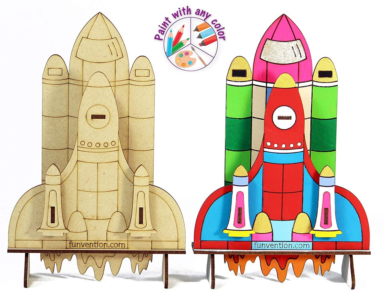 Funvention 3D Coloring Model - Space Shuttle - DIY Puzzle Toy Pen Stand Utility