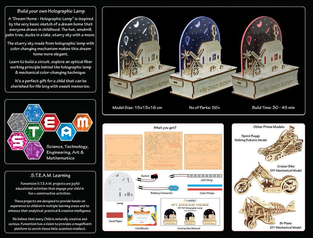 Funvention 3D Holographic Lamp - My Dream Home - STEM Learning Kit