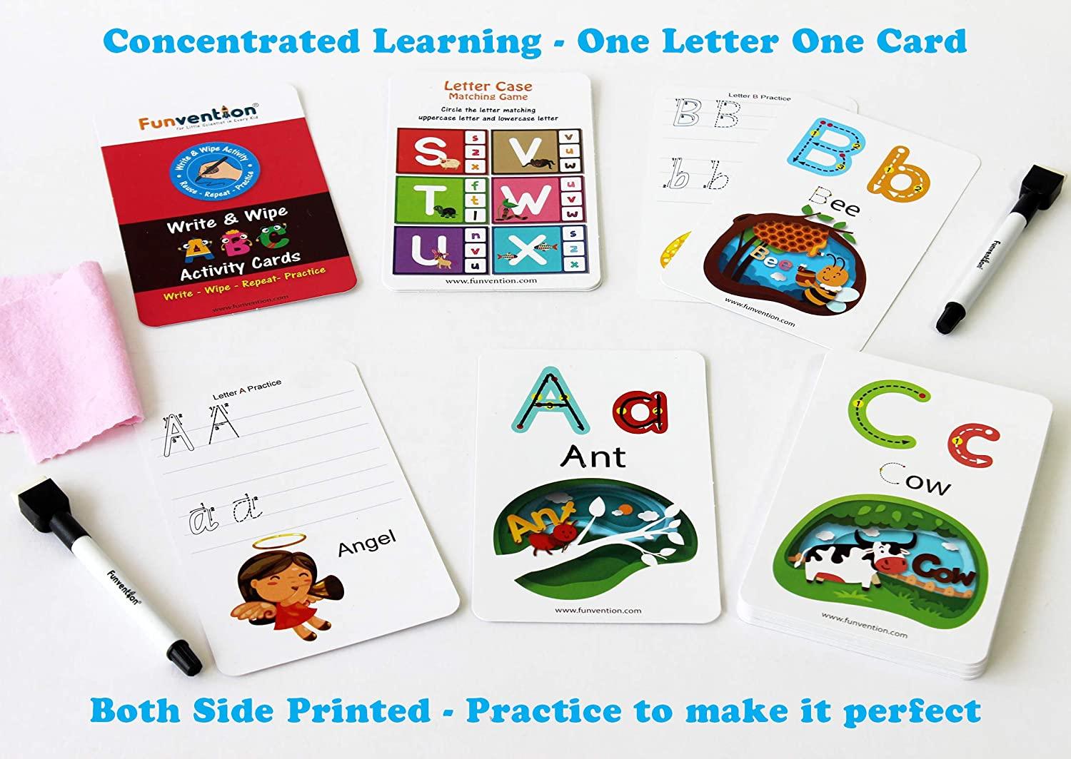 Funvention ABC Alphabets - Write and Wipe Activity Educational Game for 3-6 Years Kids