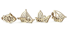 Funvention Fun Fidgets - Ships - Pack of 12 DIY Miniature Mechanical Model (Boat, Ship, Motor Boat & Submarine) Birthday Return Gifts